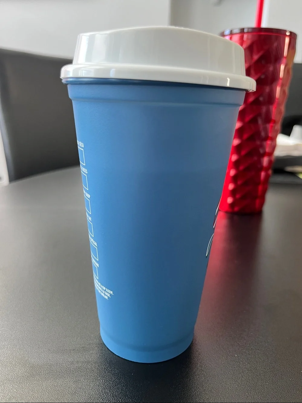 Starbucks Red Stainless Steel Tumbler + Blue Candy Cane Reusable Hot Cup, NEW